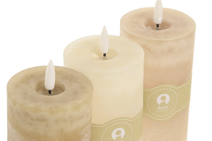DKD Home Decor Vela Led Basicos Verde Beige 7 x 16 x 7 cm (6 Unidades)