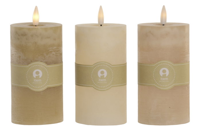 DKD Home Decor Vela Led Basicos Verde Beige 7 x 16 x 7 cm (6 Unidades)
