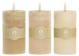 DKD Home Decor Vela Led Basicos Verde Beige 7 x 16 x 7 cm (6 Unidades)