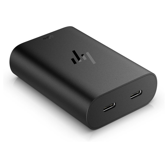 HP Adaptador de Corriente 65W GaN USB-C para Portátil, Cargador Rápido, Cable 10m, Negro, 65 W, 90 V