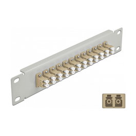 DeLOCK Patchpanel de fibra óptica 10″ 12 puertos LC Duplex beige/gris