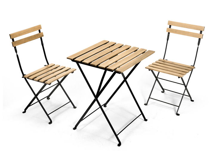 Ibergarden Set Mesa 2 Sillas Madera Clara Acacia Patas Metal 96x53x71cm Ibergarden Set Mesa 2 Sillas Madera Clara Acacia Patas Metal 96x53x71cm