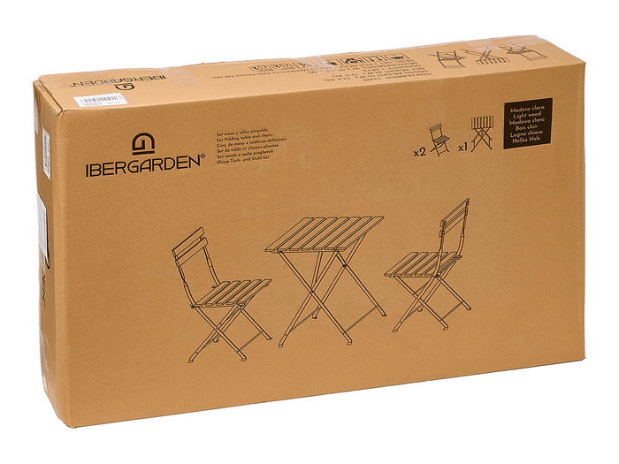 Ibergarden Set Mesa 2 Sillas Madera Clara Acacia Patas Metal 96x53x71cm Ibergarden Set Mesa 2 Sillas Madera Clara Acacia Patas Metal 96x53x71cm