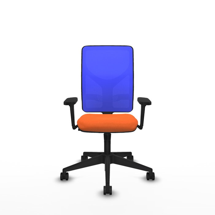 PIQUERAS Y CRESPO Silla de oficina Motilla con mecanismo Sincro, Tela Naranja y Malla Azul
