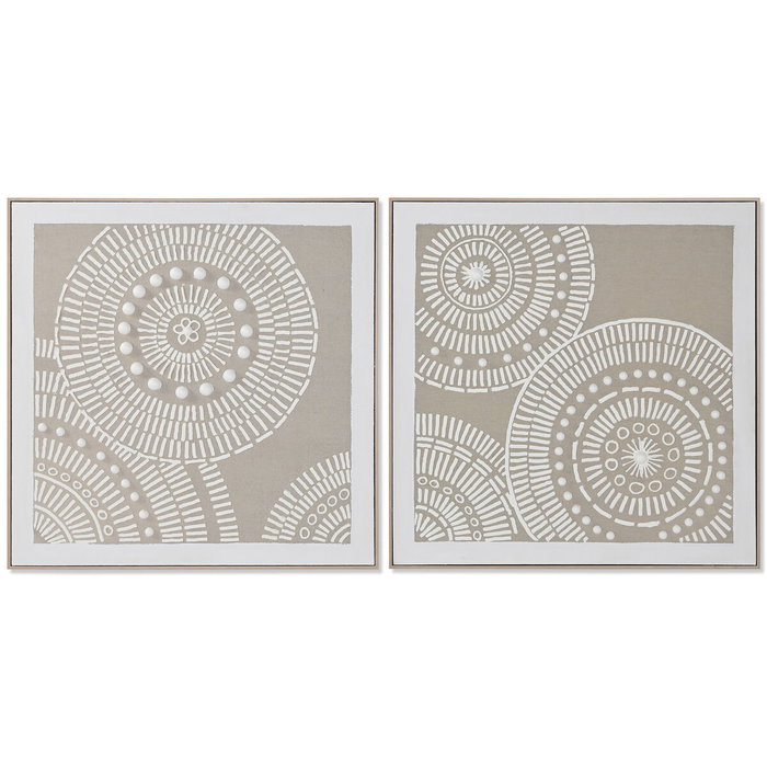 DKD Home Decor Cuadro Lienzo de Círculos Set de 2 unidades 82x82x4,5 cm