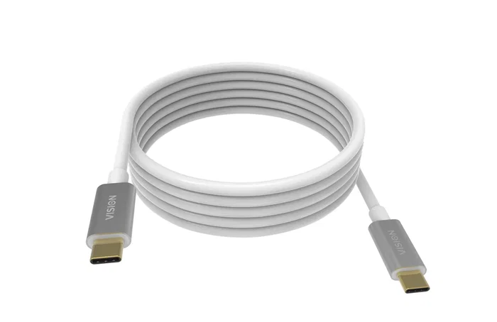 Vision TC 4MUSBC Cable USB C a USB C 4 m, USB 3.2 Gen 2 (10 Gbps), Carga 3A, Blanco, Tipo M-M