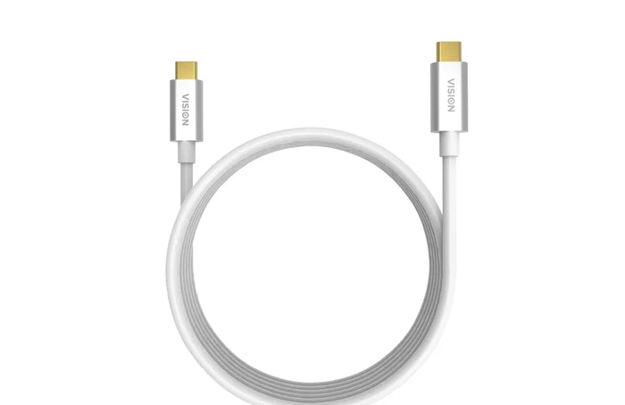 Vision TC 4MUSBC Cable USB C a USB C 4 m, USB 3.2 Gen 2 (10 Gbps), Carga 3A, Blanco, Tipo M-M