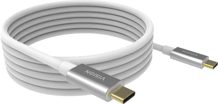 Vision TC 4MUSBC Cable USB C a USB C 4 m, USB 3.2 Gen 2 (10 Gbps), Carga 3A, Blanco, Tipo M-M