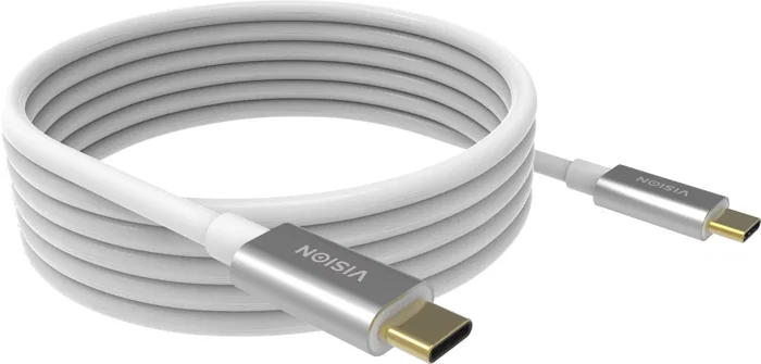 Vision TC 4MUSBC Cable USB C a USB C 4 m, USB 3.2 Gen 2 (10 Gbps), Carga 3A, Blanco, Tipo M-M