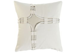 DKD Home Decor Cojín Blanco Pu Polyester 10 x 45 x 45 cm