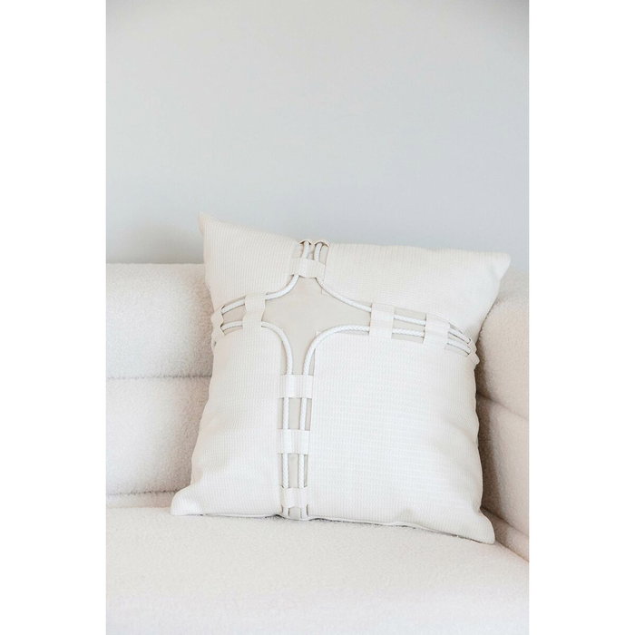 DKD Home Decor Cojín PU Blanco 45x10x45 cm