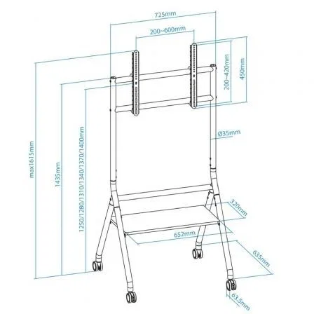 TooQ Soporte de Suelo con Ruedas Nivelable FS20206M-B para TV de 37-86" hasta 80kg