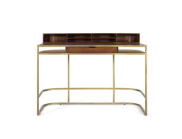 Giner y Colomer Escritorio de Madera de Mango con Estructura Dorada, 126x39 cm