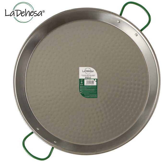 La Dehesa Paellera Pulida 60 cm Acero Pulido 20 raciones Apta Gas y Leña (Set de 4)