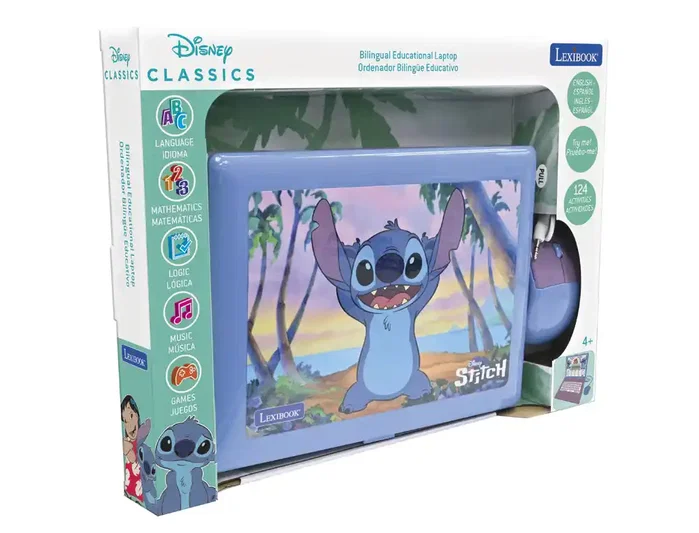 LEXIBOOK Ordenador Portátil Educativo Disney Stitch Bilingüe