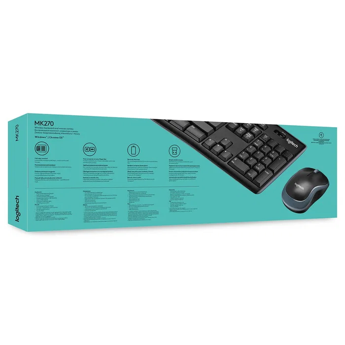 Logitech MK270 - Teclado y Ratón Combo Inalámbrico RF Oficina, AZERTY Belgiano, 100% con Teclado Numérico, Negro, 920-004524