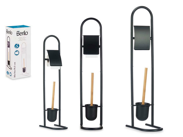 Berilo Portarrollo Escobilla Metal Bambú Negro 40 x 10.5 x 16 cm (Set de 4) Berilo Portarrollo Escobilla Metal Bambú Negro 40 x 10.5 x 16 cm (Set de 4)