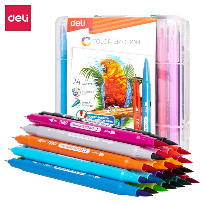 Deli Color Emotion Rotuladores Doble Punta 24 Colores Surtidos Deli Color Emotion Rotuladores Doble Punta 24 Colores Surtidos