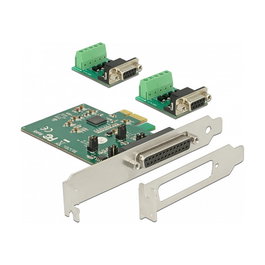 DeLOCK 65841 Tarjeta PCIe x1 a 2 Puertos Serie RS-422/485, Proteccion ESD, Perfil Bajo, Compatible con Windows, Negro