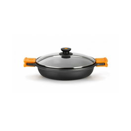 BRA America Cazuela Baja con Tapa de 24 cm - Cazuela de Aluminio Antiadherente, Capacidad 2.3 Litros, Diámetro 24 cm, Altura 6 cm