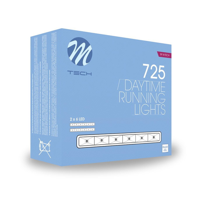 M-Tech Luces Diurnas Led LDO725 con Diodos OSRAM Opto Semiconductors y Homologación E8, Lámparas LED 12V para Coche