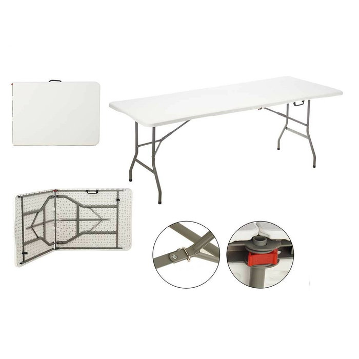 Mesa Plegable Blanco Metal Polietileno 244 x 76 x 74 cm