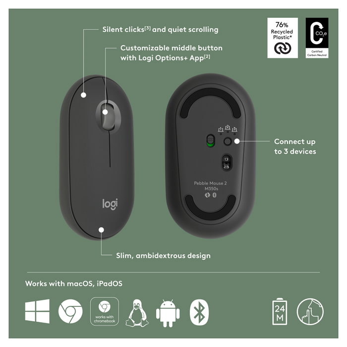 Logitech Pebble 2 M350S Negro