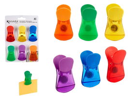 Kinvara Set 6 Pinzas Clip Magnéticas Surtido Colores 15x21x3 cm (Set de 24)