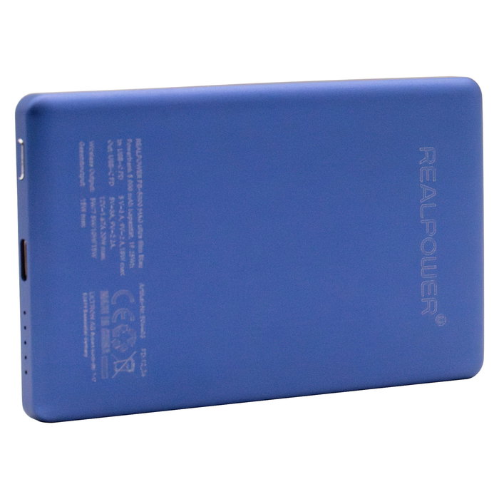 Realpower PB-5000 MAG Cargador Portátil Inalámbrico con Magsafe 5000 mAh 20W Azul Ultra Delgado