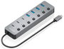Aisens Hub USB 3.2 Gen 2 ASUC-8P044-GR con 8 puertos y carga PD 100W, Gris
