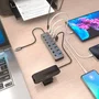 Aisens Hub USB 3.2 Gen 2 ASUC-8P044-GR con 8 puertos y carga PD 100W, Gris