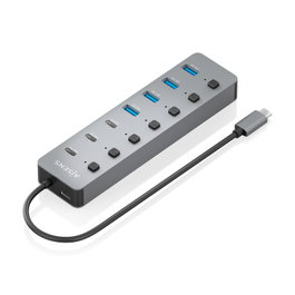 Aisens Hub USB 3.2.0/3.2 Gen2 ASUC-8P044-GR 4xUSB A 3xUSB C 1xUSB C PD 100W Gris