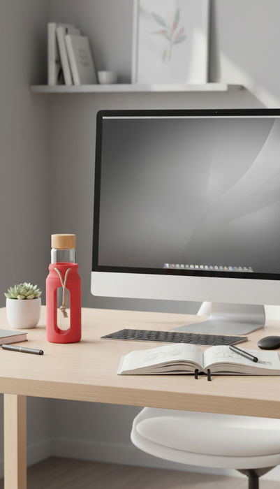 Inde Botella de Agua de Vidrio y Silicona 560 ml con Medidas 7x7x22.5 cm (24 Unidades)