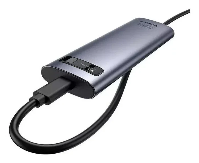 Baseus B00760600811-01 Caja Externa para SSD M.2 NVMe, USB 3.2 Gen2 (10 Gbps) Tipo C, Aluminio Gris