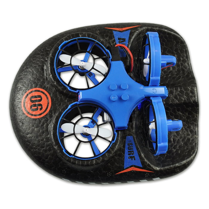AMEWI Dron Trix 3en1 - Quadricóptero Híbrido con Efectos Luminosos, 2.4 GHz, Batería Polímero Litio 350 mAh, 6 min Vuelo, Color Azul/Negro, 43 g, Recomendado para Niño