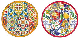 DKD Home Decor Set de Platos de Melamina Limones SICILIA 2024 Rojo y Azul (48 piezas)​