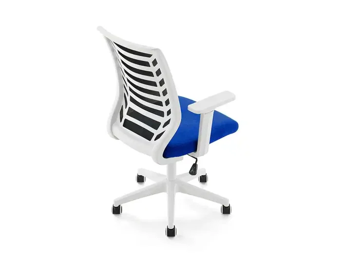 Rocada Silla de Oficina Brazos Regulables, Respaldo Malla, Asiento Tela Ignífuga Azul