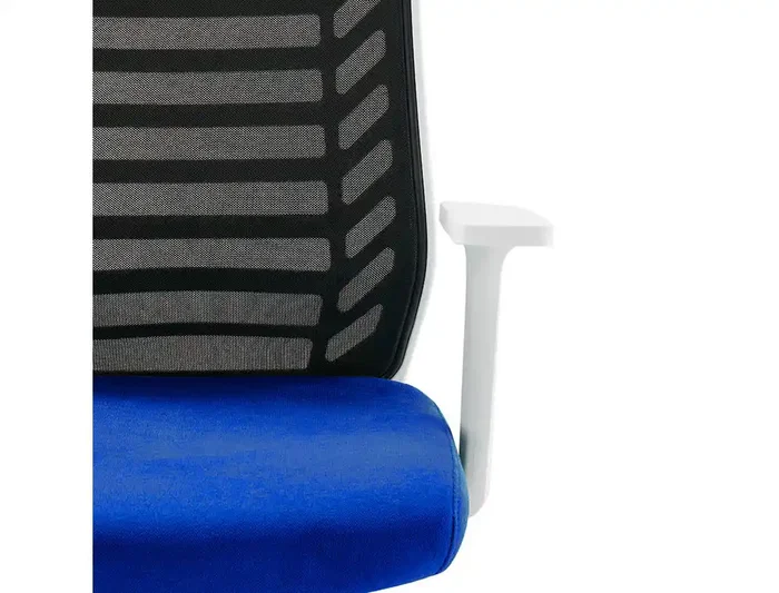 Rocada Silla de Oficina Brazos Regulables, Respaldo Malla, Asiento Tela Ignífuga Azul