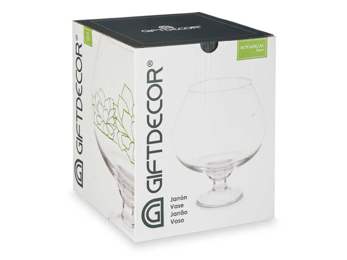 GIFTDECOR Jarrón Cristal Copa Balón Transparente 22 cm (Set de 6)