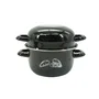 Fackelmann Olla para Mejillones Esmaltada FAC1728690652105 - 20.5 x 26 x 17.5 cm, Apta para Todo Tipo de Fuegos Incluida Inducción, Negra