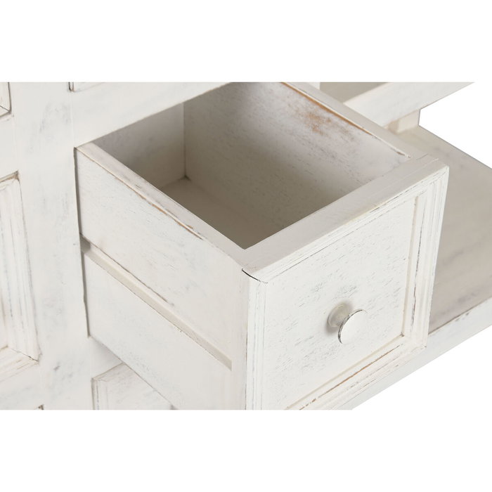 DKD Home Decor Isla Cocina India 1c24 Cottage Blanco Madera y Mármol 76 x 92 x 168 cm con 6 Cajones y 2 Estantes