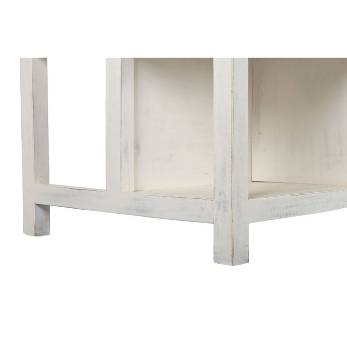 DKD Home Decor Isla Cocina India 1c24 Cottage Blanco Madera y Mármol 76 x 92 x 168 cm con 6 Cajones y 2 Estantes