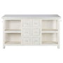 DKD Home Decor Isla Cocina India 1c24 Cottage Blanco Madera y Mármol 76 x 92 x 168 cm con 6 Cajones y 2 Estantes