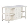 DKD Home Decor Isla Cocina India 1c24 Cottage Blanco Madera y Mármol 76 x 92 x 168 cm con 6 Cajones y 2 Estantes