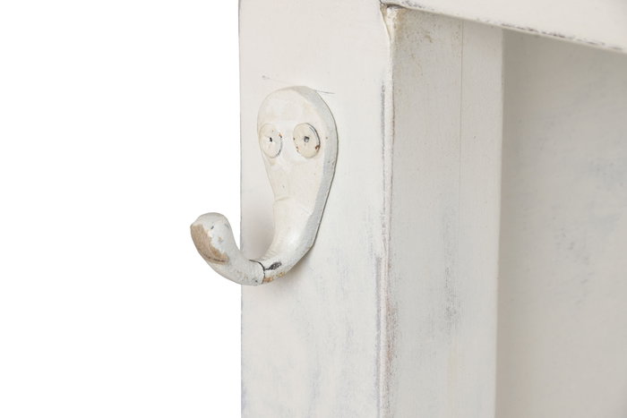 DKD Home Decor Isla Cocina India 1c24 Cottage Blanco Madera y Mármol 76 x 92 x 168 cm con 6 Cajones y 2 Estantes