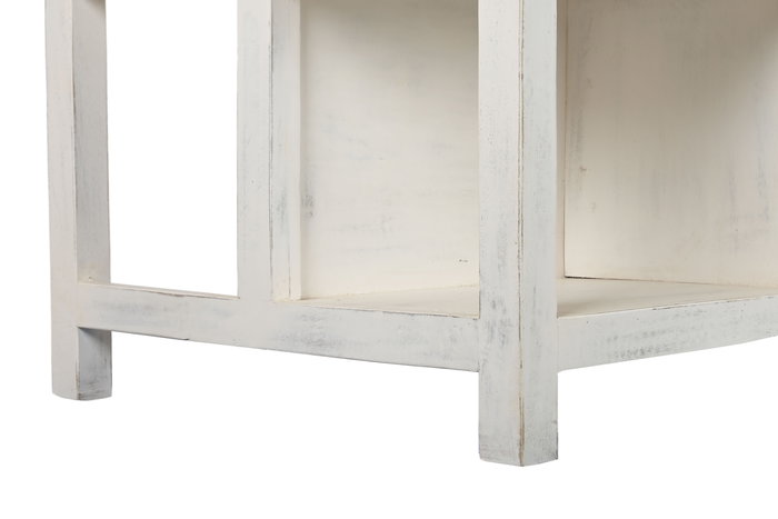 DKD Home Decor Isla Cocina India 1c24 Cottage Blanco Madera y Mármol 76 x 92 x 168 cm con 6 Cajones y 2 Estantes