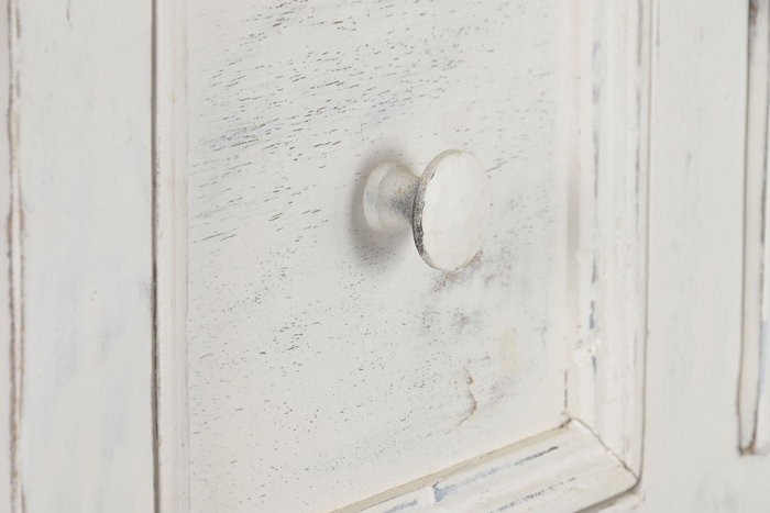 DKD Home Decor Isla Cocina India 1c24 Cottage Blanco Madera y Mármol 76 x 92 x 168 cm con 6 Cajones y 2 Estantes