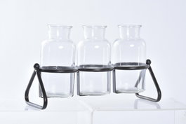 DKD Home Decor Jarrón de Cristal y Metal Negro 31x12x19 cm