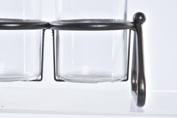 DKD Home Decor Jarrón de Cristal y Metal Negro 31x12x19 cm
