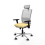 PIQUERAS Y CRESPO Silla de oficina Haches con mecanismo Sincro/Traslack, Crema y Blanco